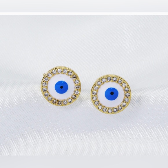 Eye See You Evil Eye Sparkle Studs CZ gold filled - Picture 2 of 3